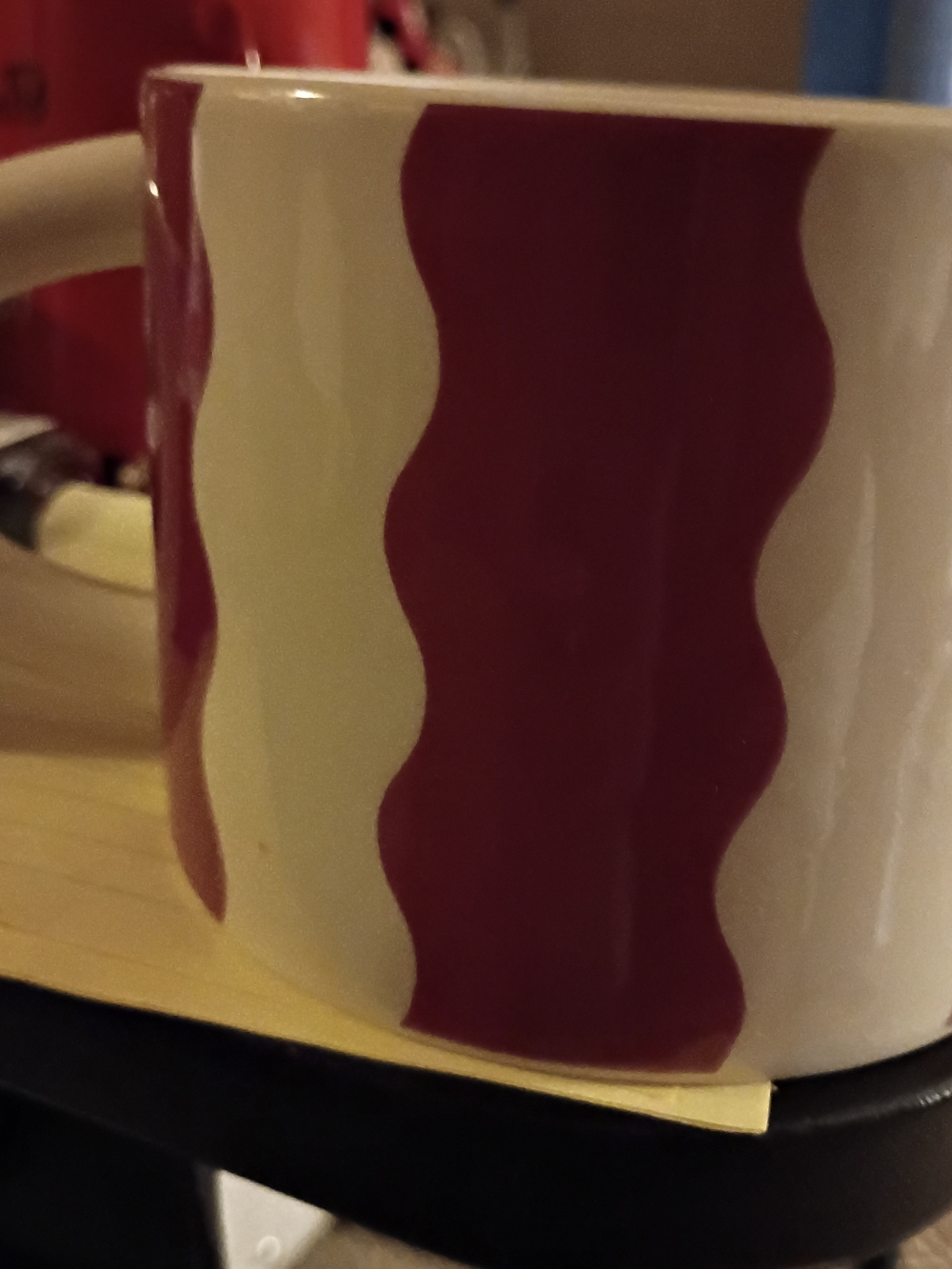 Room Essentials White Ceramic Mug with Red Wavy Stripes